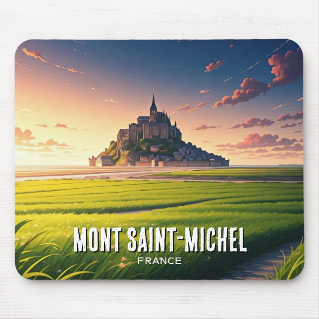 Mont Saint-Michel Sunset Postcard Mouse Pad (Front)