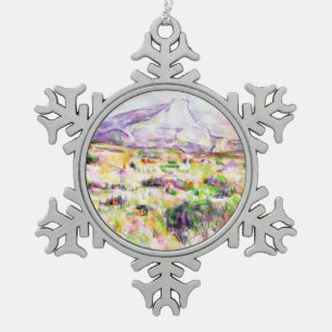 Mont Sainte-Victoire from Les Lauves Snowflake Pewter Christmas Ornament