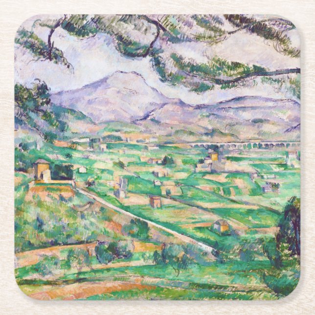 Mont Sainte-Victoire, Paul Cezanne Square Paper Coaster (Front)
