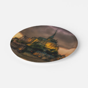 Mont St Michel Island Church Normandy Paper Plate