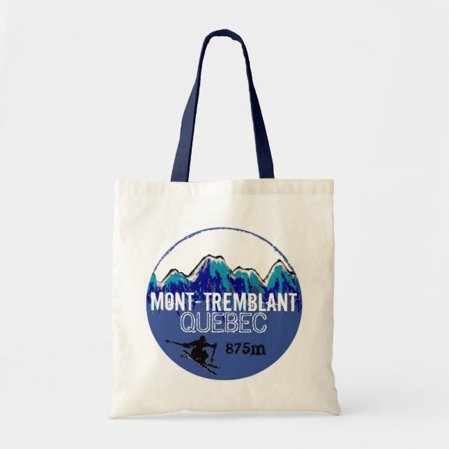 Mont Tremblant Quebec ski blue reusable bag (Front)