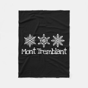 Mont tremblant quebec snowflake snow skier skiing fleece blanket