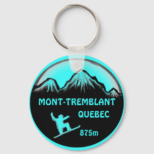 Mont Tremblant Quebec teal snowboard art keychain