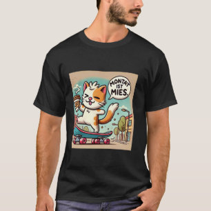 Montag ist mies Montat Cat Coffee Skateboard Sayin T-Shirt