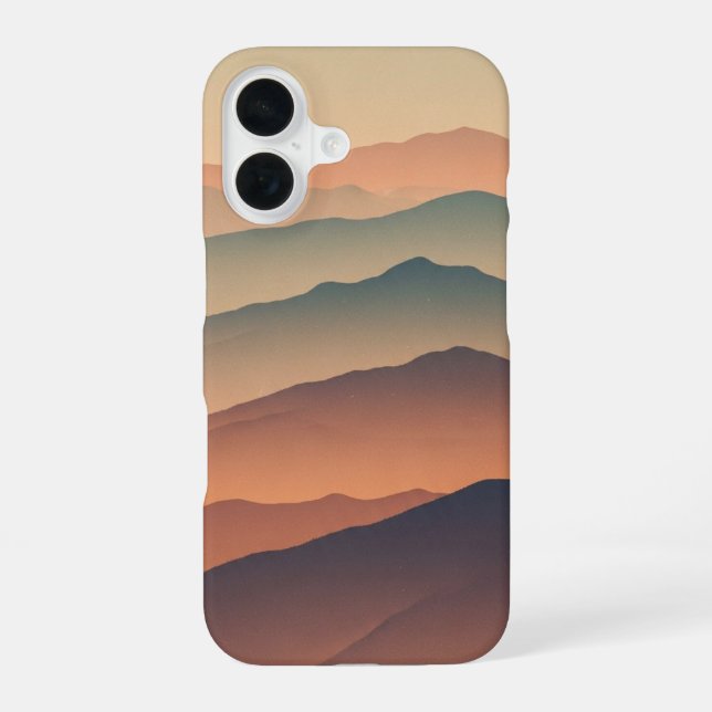 Montagnes Brumeuses Rétro iPhone 16 Case (Back)