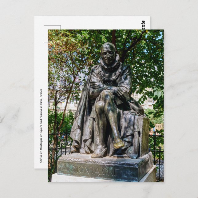 Montaigne statue at Square Paul Painleve in Paris Postcard (Front/Back)