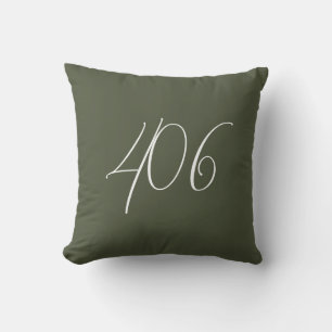 Montana 406 Green With White Area Code Cushion