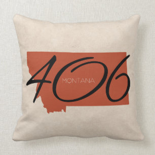 Montana 406 Typography Rust Black Throw Pillow