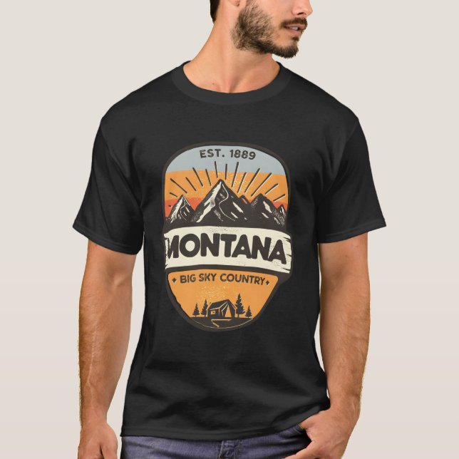 Montana Big Sky Country Mountain Camg T-Shirt (Front)