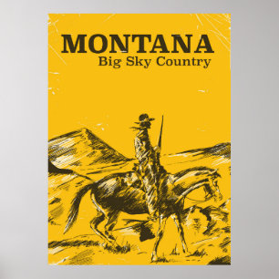 Montana Big sky Country vintage travel poster