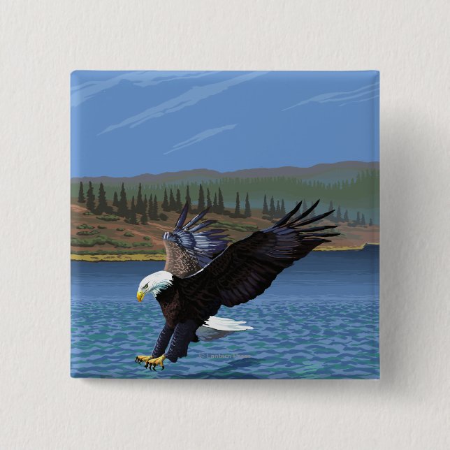 Montana -- Big Sky CountryDiving Eagle 15 Cm Square Badge (Front)
