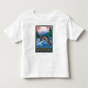 Montana -- Big Sky CountryFly Fishing Scene Toddler T-Shirt