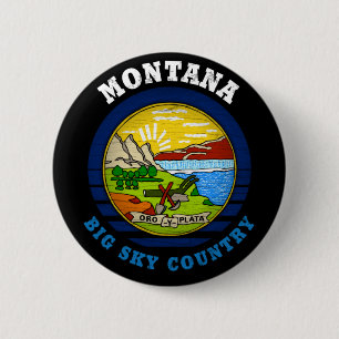 MONTANA BIG SKY STATE FLAG 6 CM ROUND BADGE