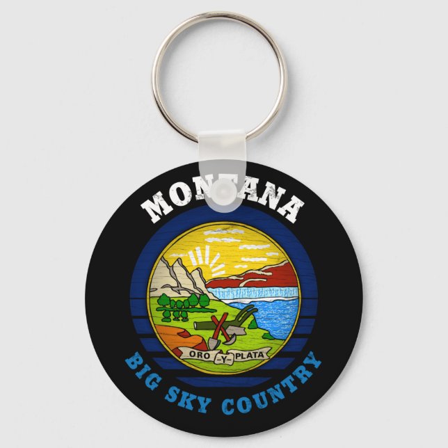 MONTANA BIG SKY STATE FLAG KEY RING (Front)