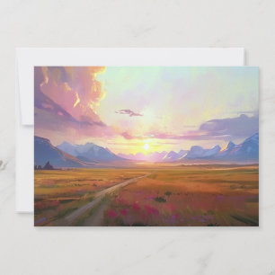 Montana Big Sky Sunrise Sunset Painting Foothills  Holiday Card