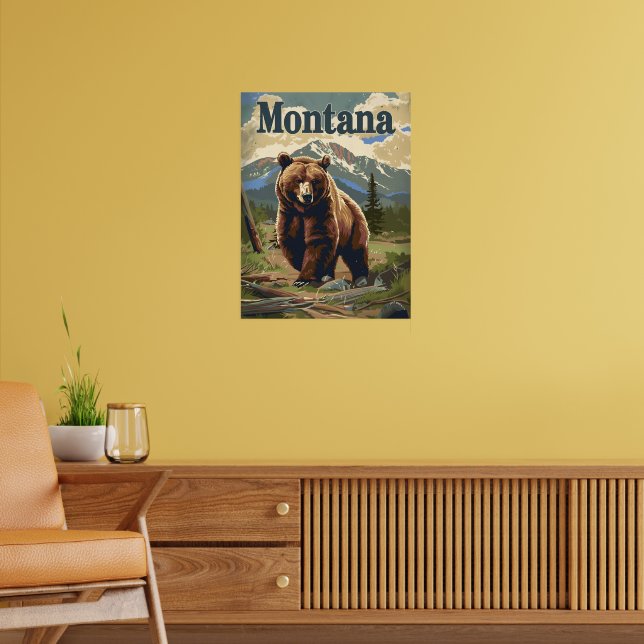 Montana Brown Bear Poster (Living Room 2)
