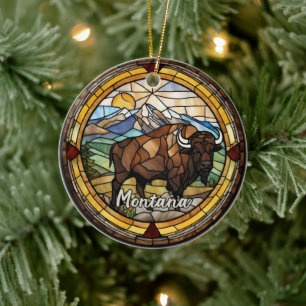 Montana Buffalo Ceramic Ornament