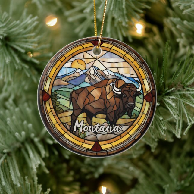 Montana Buffalo Ceramic Ornament (Tree)