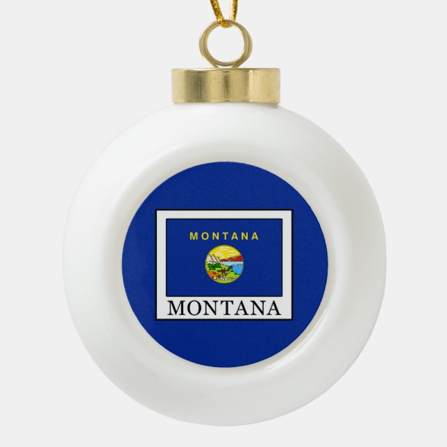 Montana Ceramic Ball Christmas Ornament (Front)