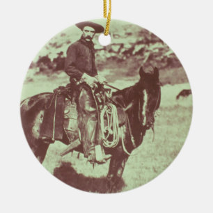 Montana Cowboy, c.1880 (b/w photo) Ceramic Ornament