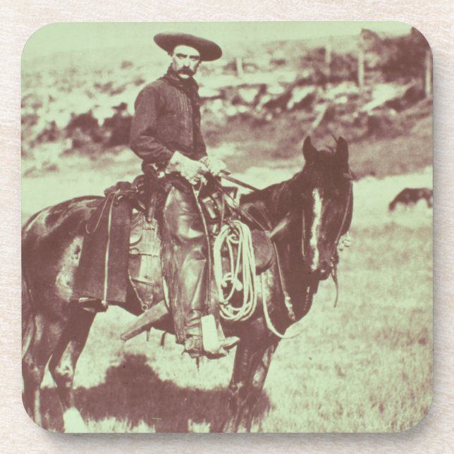 Montana Cowboy, c.1880 (b/w photo) Coaster (Front)