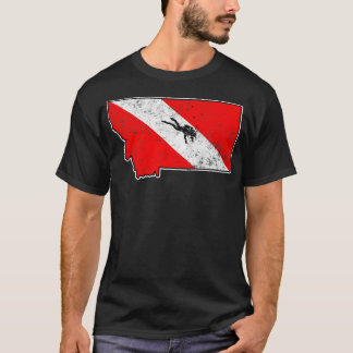 Montana Dive Flag Scuba Diving State Map Dive Flag T-Shirt