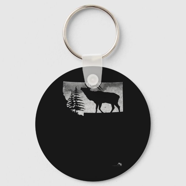 Montana Elk Hunter  Key Ring (Front)