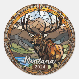Montana Elk Mountain Classic Round Sticker