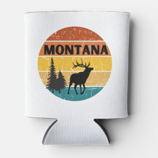 Montana Elk Vintage Sun. outdoorsmen, sportsmen    Can Cooler