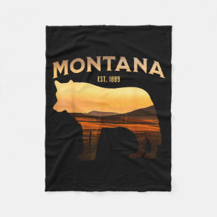Montana Est 1889 Wolf Scenic Wilderness View Fleece Blanket