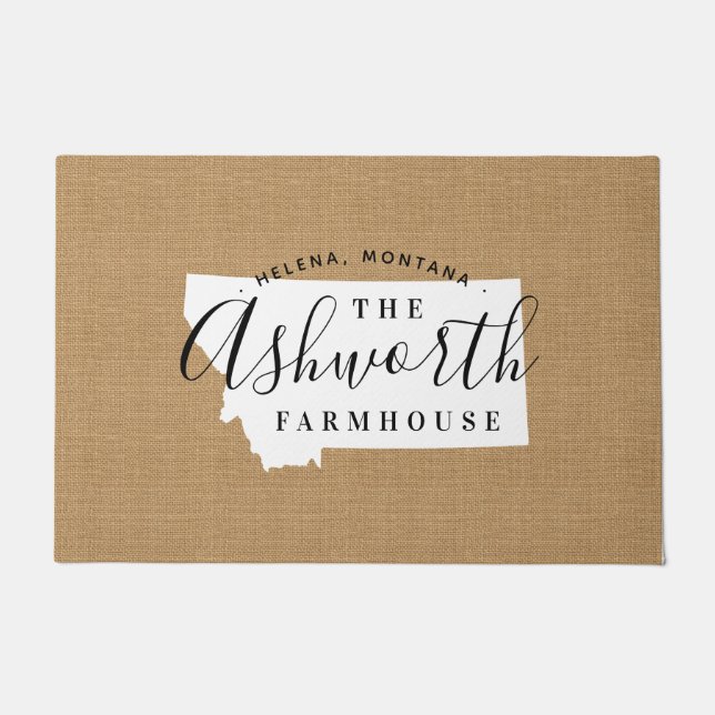 Montana Family Monogram State Doormat (Front)