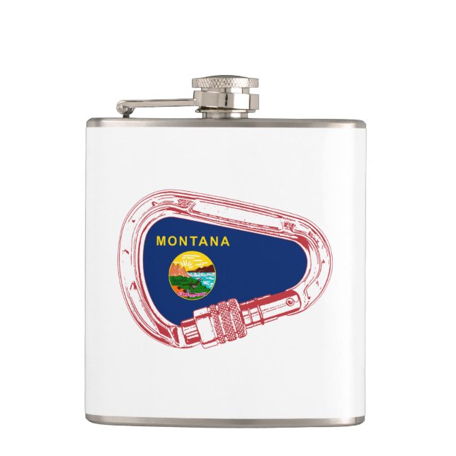 Montana Flag Climbing Carabiner Hip Flask (Front)