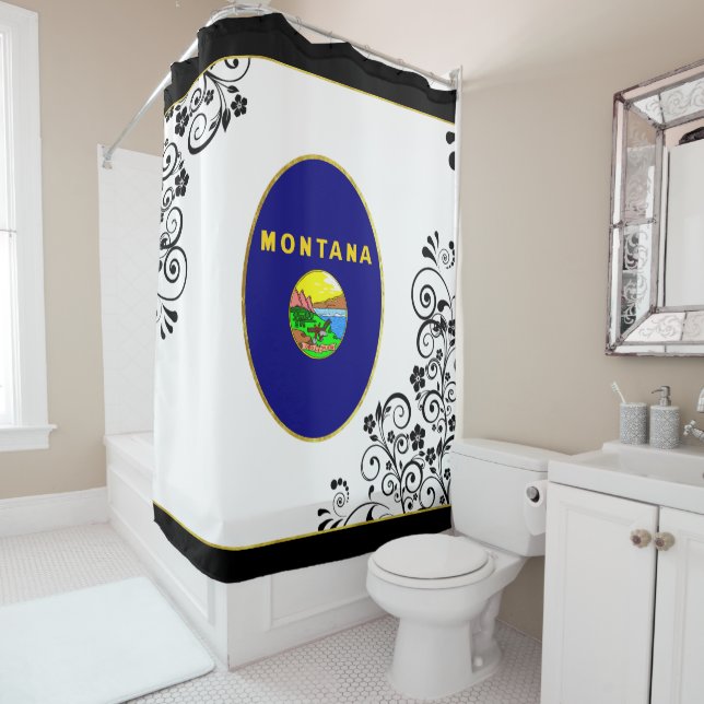 Montana flag shower curtain (In Situ)