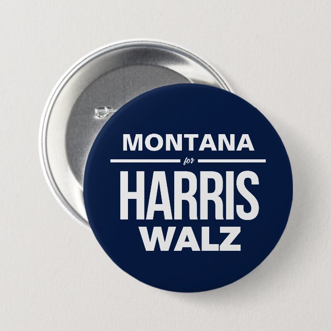 Montana for Harris Walz 7.5 Cm Round Badge (Front & Back)