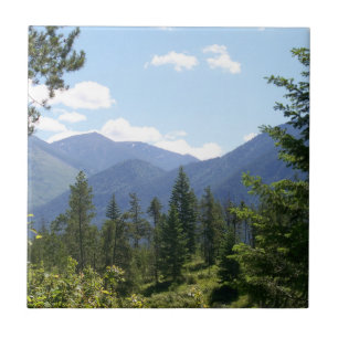 Montana Forest and Mountains Scenic View Ceramic Tile