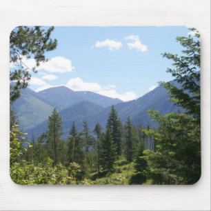 Montana Forest and Mountains Scenic View Mouse Pad