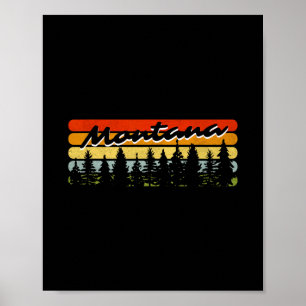 Montana Forest Sunset Trees Cabin Theme Souvenir Poster