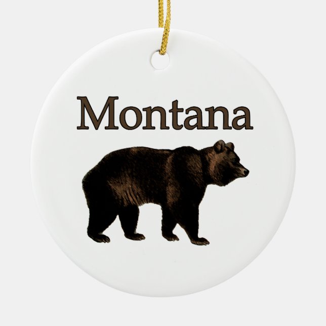 Montana Grizzly Bear Ceramic Ornament (Front)