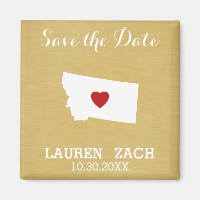 Montana Home State City Wedding Save the Date map Magnet (Front)