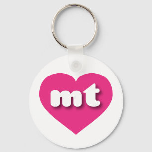 Montana hot pink heart - I love mt Key Ring