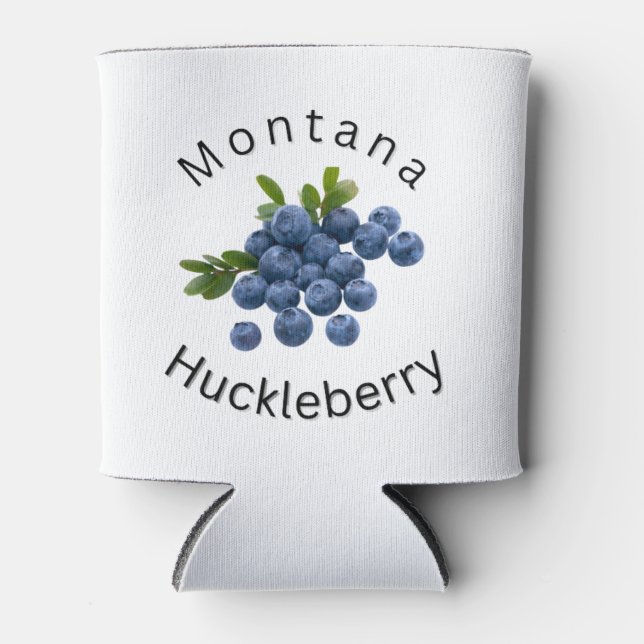 Montana Huckleberry. Montana, Sportsmen, Outdoors Can Cooler (Front)