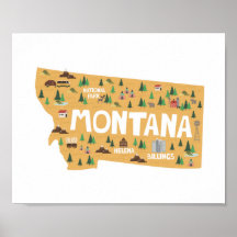 Montana Icon Landmarks Map