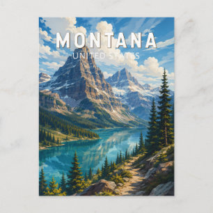 Montana Illustration Travel Art Vintage Postcard