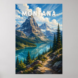 Montana Illustration Travel Art Vintage Poster