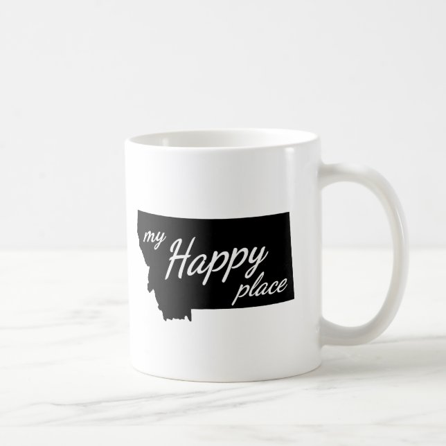 Montana is My Happy Place Black & White Coffee Mug (Right)