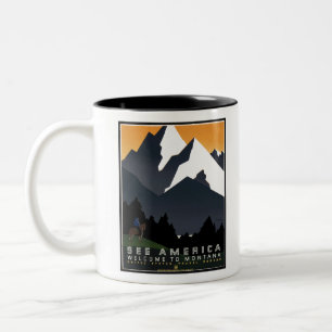 Montana Landscape Art Unedited Vintage Photos Old  Two-Tone Coffee Mug