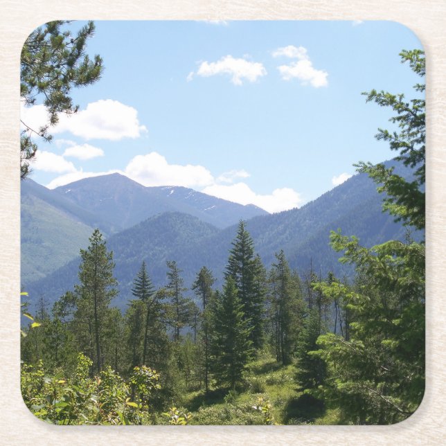 Montana Landscape Scenic View Square Paper Coaster (Front)