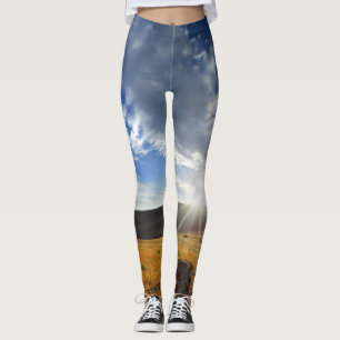 Montana Morning Fields Landscape Panorama Leggings