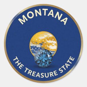 Montana Mountain Emblem 🏔️ Classic Round Sticker
