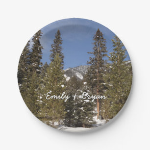 Montana Mountain Trails in Winter Landscape Photo Paper Plate